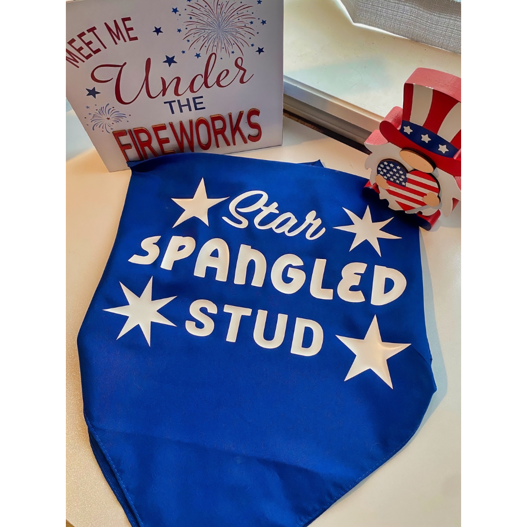 Star Spangled Stud Dog Blue Bandana